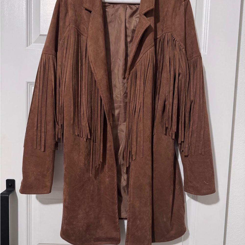 Buddy Love Brown Fringe Suede-Style Jacket
